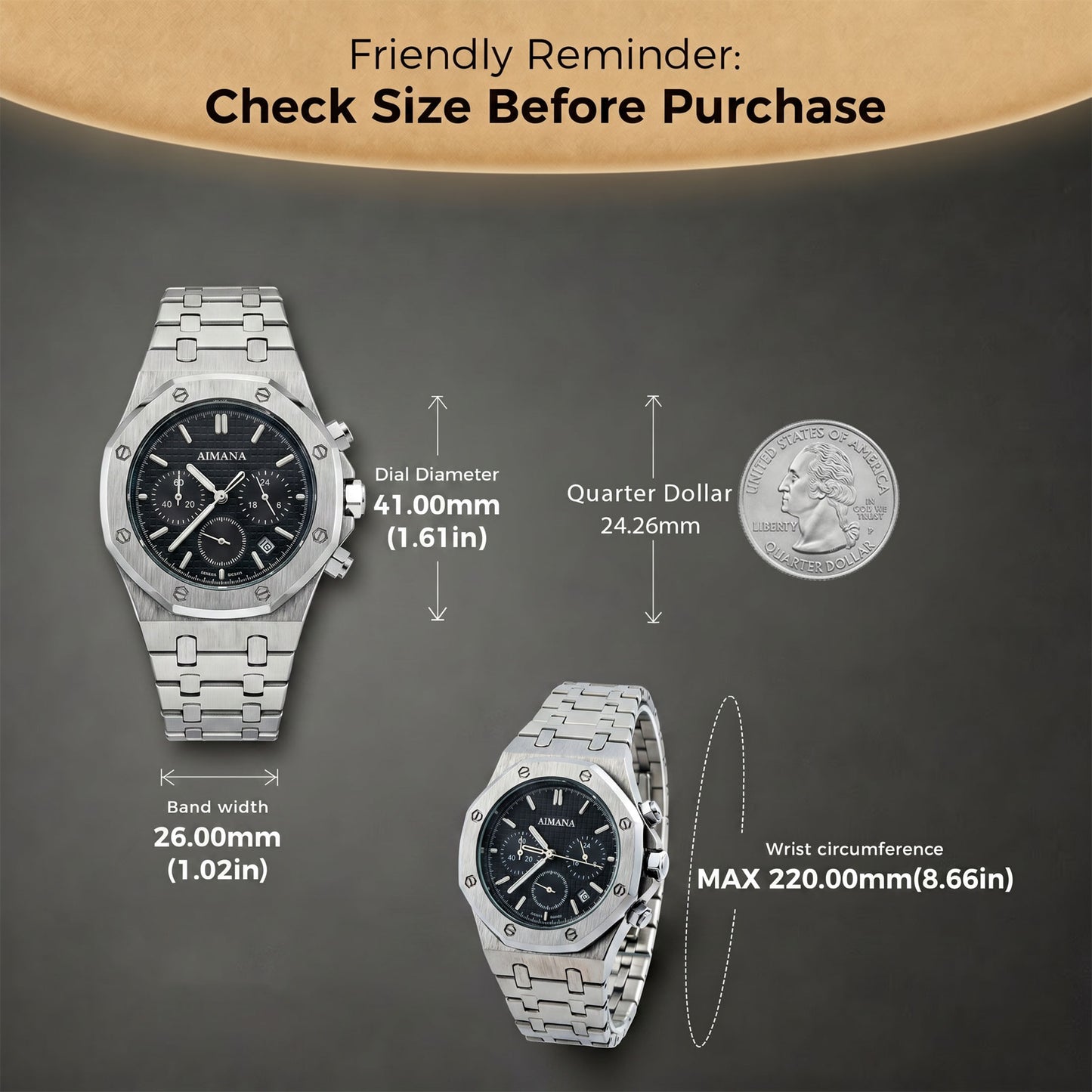 Men's Black Dial Luminous Watch