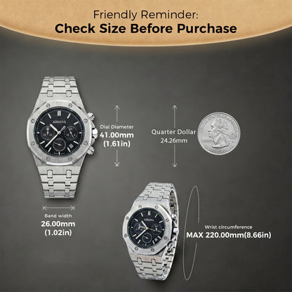 Men's Black Dial Luminous Watch