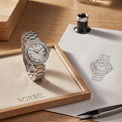 Women's Round Sparkling Crystal Bezel Watch