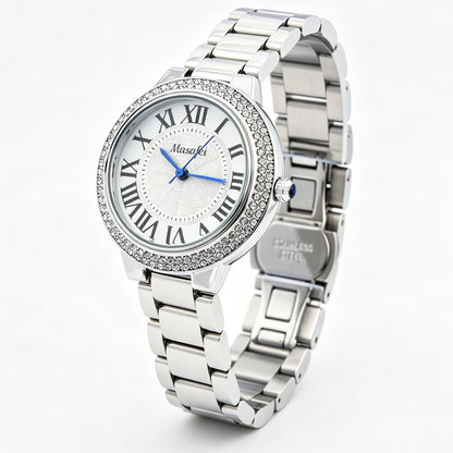 Women's Round Sparkling Crystal Bezel Watch